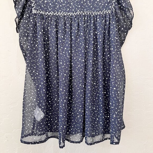 Maette Blue Charlotte Embroidered Short Sleeve Blouse Top Size Small - Picture 9 of 10